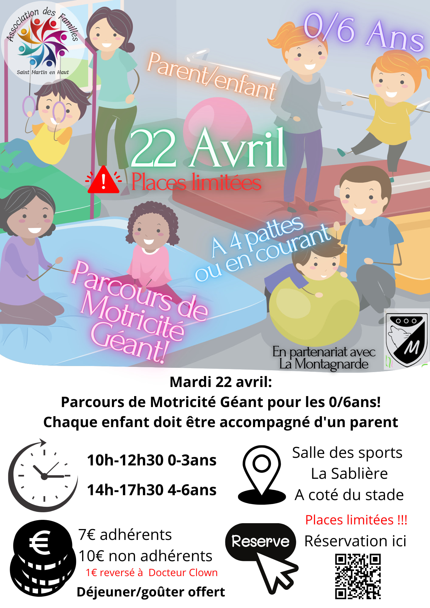 Affiche événement parcours motricité enfant 22 avril.