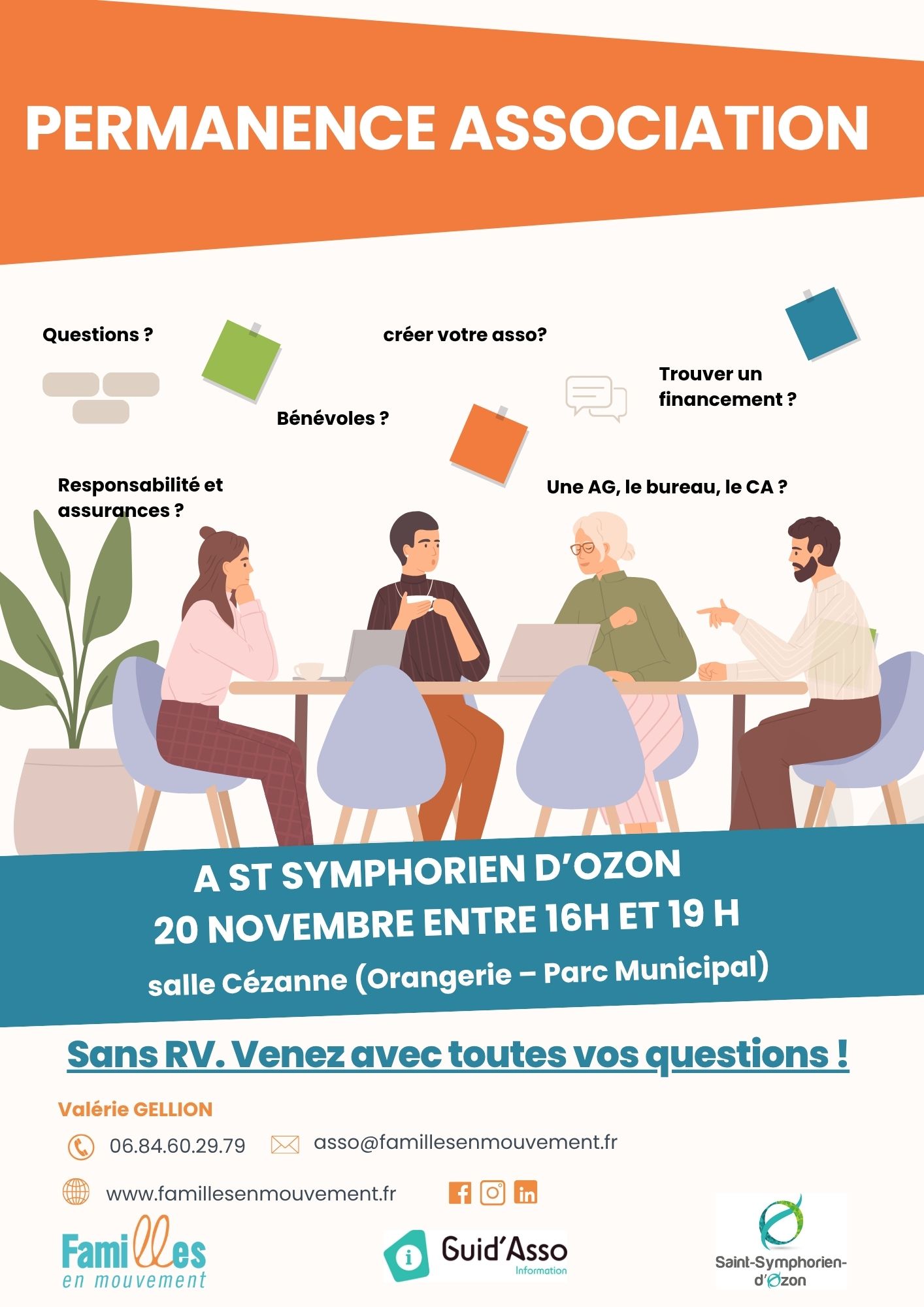 Affiche réunion d'information associative à Saint-Symphorien-d'Ozon.