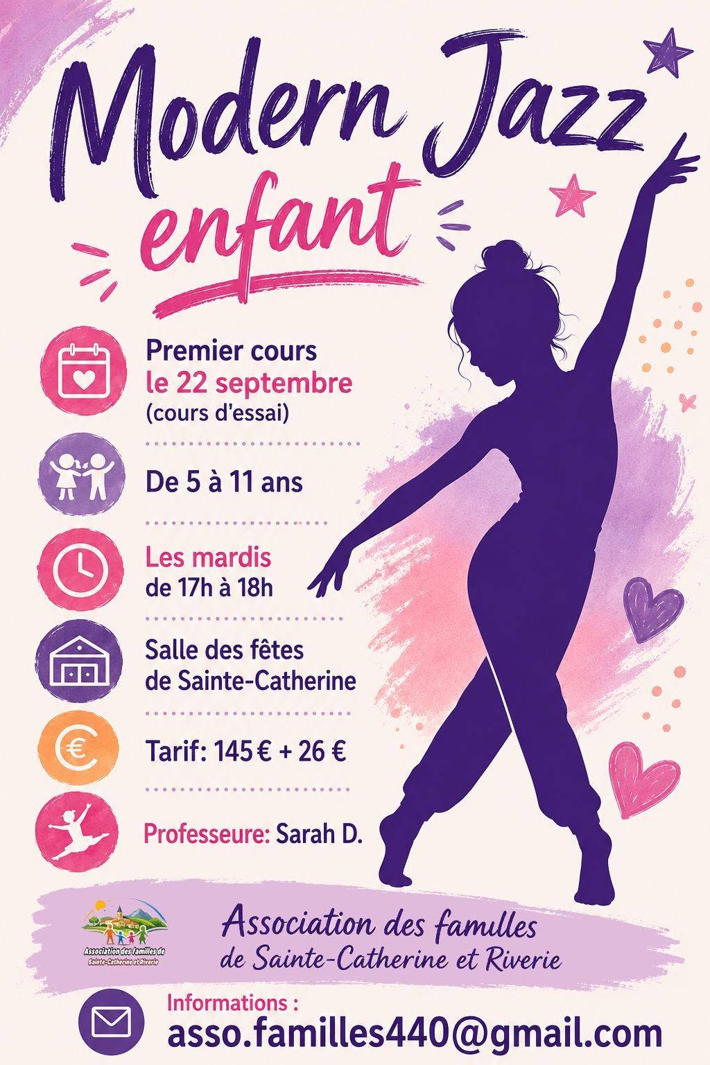 Affiche de cours de modern jazz pour enfants